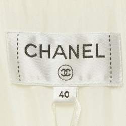 مملوكة مسبقًا تنورة ماكسي شانيل أبيض توييد بأزرار مزينة مقاس ميديم (م)