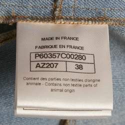 مملوكة مسبقًا Chanel White/Blue Leather and Denim Double Breasted Vest M