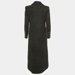Pre Owned Chanel Black Tweed Double Breasted Coat M