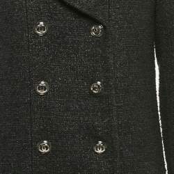 Pre Owned Chanel Black Tweed Double Breasted Coat M
