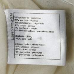 Pre Owned بنطلون شانيل قماش تويد منقوش أبيض مقاس صغير (سمول)