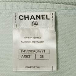 Pre Owned Chanel Blue Stretch Knit Tassel Detail Sleeveless Top M