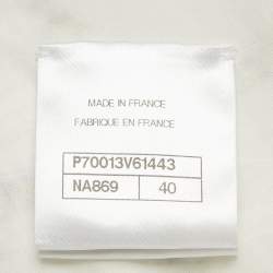 Pre Owned توب شانيل تويد مربعات أبيض/أزرق بدون أكمام برقبة حول العنق ومقاس متوسط