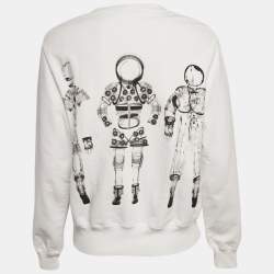 Pre Owned Chanel White Printed Cotton Sweatshirt M