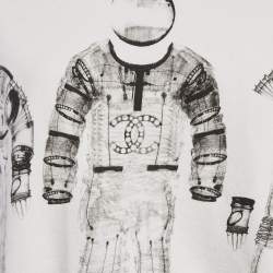 Pre Owned Chanel White Printed Cotton Sweatshirt M