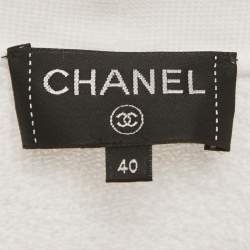 Pre Owned Chanel White Printed Cotton Sweatshirt M