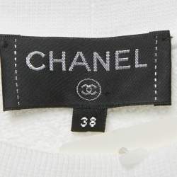 Pre Owned سويت شيرت قطن مطبوع أبيض شانيل مقاس متوسط - ميديم