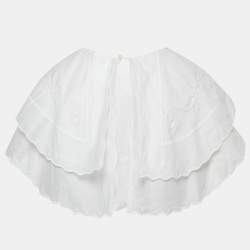 Pre Owned ياقة قطن مطرزة شانيل بيضاء مقاس متوسط - ميديم