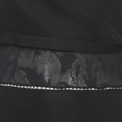 Pre Owned Chanel Black Jersey & Lace Detail Maxi Dress S