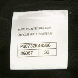 Pre Owned كارديغان شانيل كشمير أسود بحزام شعار طويل بأزرار مقاس صغير