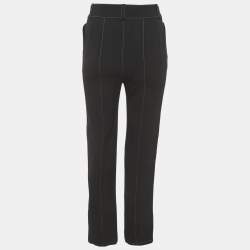 Pre Owned Chanel Black Crepe Contrast Stich Detail Trousers M 