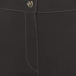 Pre Owned Chanel Black Crepe Contrast Stich Detail Trousers M 