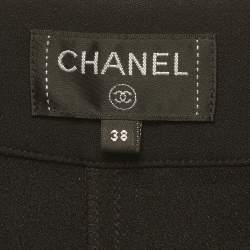 Pre Owned Chanel Black Crepe Contrast Stich Detail Trousers M 