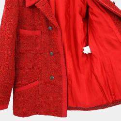 Pre Owned جاكيت شانيل مزدوج الصدر أحمر 97A مقاس 40