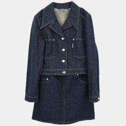 Pre Owned Chanel Setup Suit Jacket Skirt Navy #40 #38