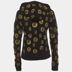 Pre Owned Chanel Black CC Coin Knit Hooded Pullover M