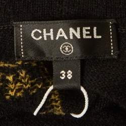 Pre Owned Chanel Black CC Coin Knit Hooded Pullover M