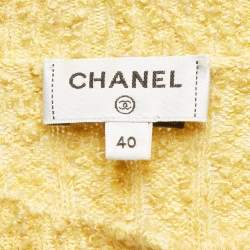 مملوكة مسبقً ا Chanel Yellow Cotton Knit Belted Midi Dress M
