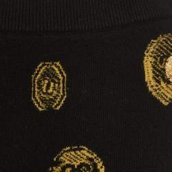 Pre Owned Chanel Black Coin Intarsia Knit Cashmere Pants M