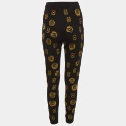 Pre Owned Chanel Black Coin Intarsia Knit Cashmere Pants M