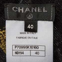 Pre Owned Chanel Black Coin Intarsia Knit Cashmere Pants M