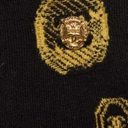 Pre Owned Chanel Black Coin Intarsia Knit Cashmere Pants M