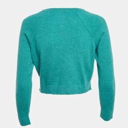 مملوكة مسبقًا كارديغان شانيل قصير زري كشمير أزرق مقاس متوسط (ميديام)