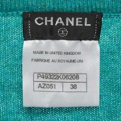 مملوكة مسبقًا كارديغان شانيل قصير زري كشمير أزرق مقاس متوسط (ميديام)