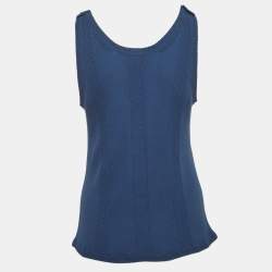 Pre Owned Chanel Blue Stretch Knit Tank Top XL