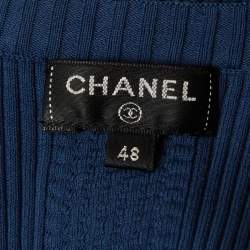 Pre Owned Chanel Blue Stretch Knit Tank Top XL