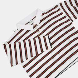 Pre Owned قميص بولو شانيل أبيض/كحلي/بني قطن 87% فيسكوز 8% بولي أميد 4% بولي يوريثان 1% مقاس 40