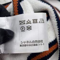 Pre Owned قميص بولو شانيل أبيض/كحلي/بني قطن 87% فيسكوز 8% بولي أميد 4% بولي يوريثان 1% مقاس 40