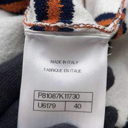 Pre Owned قميص بولو شانيل أبيض/كحلي/بني قطن 87% فيسكوز 8% بولي أميد 4% بولي يوريثان 1% مقاس 40