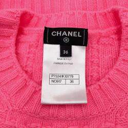 مملوكة مسبقًا Chanel Knit Top Sweater With Cc Logo Size 36 Pink
