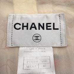 Pre Owned جاكيت شانيل مخطط تويد مقاس 42 عاجي/أحمر/بني