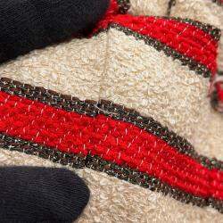 Pre Owned جاكيت شانيل مخطط تويد مقاس 42 عاجي/أحمر/بني