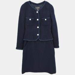 Pre Owned جاكيت وتنورة شانيل بدلة باللون الكحلي 97P رقم 38