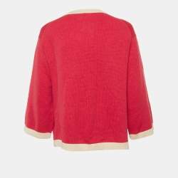 Pre Owned كنزة شانيل كشمير وردية نصف بلوزة كبيرة