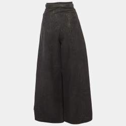 Pre Owned بنطلون جينز شانيل دنيم أسود واسع الأرجُل مقاس كبير جدًا / مقاس الخصر 34 بوصة