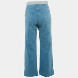 Pre Owned Chanel Blue Denim Wide-Leg Jeans L/Waist 34"