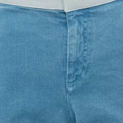 Pre Owned Chanel Blue Denim Wide-Leg Jeans L/Waist 34"