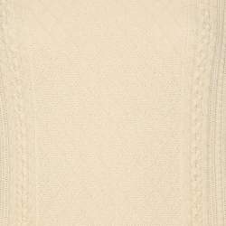 Pre Owned Chanel Cream & Blue Contrast Knit Pullover Top M