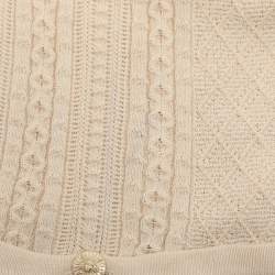 Pre Owned Chanel Cream & Blue Contrast Knit Pullover Top M