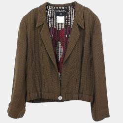 Pre Owned جاكيت شانيل بني بزر واحد 99P #34