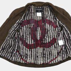 Pre Owned Chanel Single Breasted Jacket Brown 99P #34