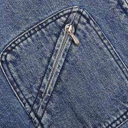 Pre Owned Chanel Zip Up Denim Jacket Blue 00A #44