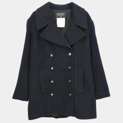 Pre Owned Chanel Double Breasted Coat Black 93A #40