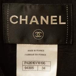 Pre Owned Chanel Black Tweed Button Detail Jacket S
