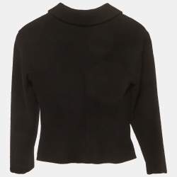 Pre Owned Chanel Black Tweed Button Detail Jacket S