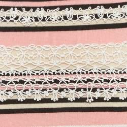 مملوكة مسبقًا Chanel Pink Striped Knit Lace Trim Mini Dress S